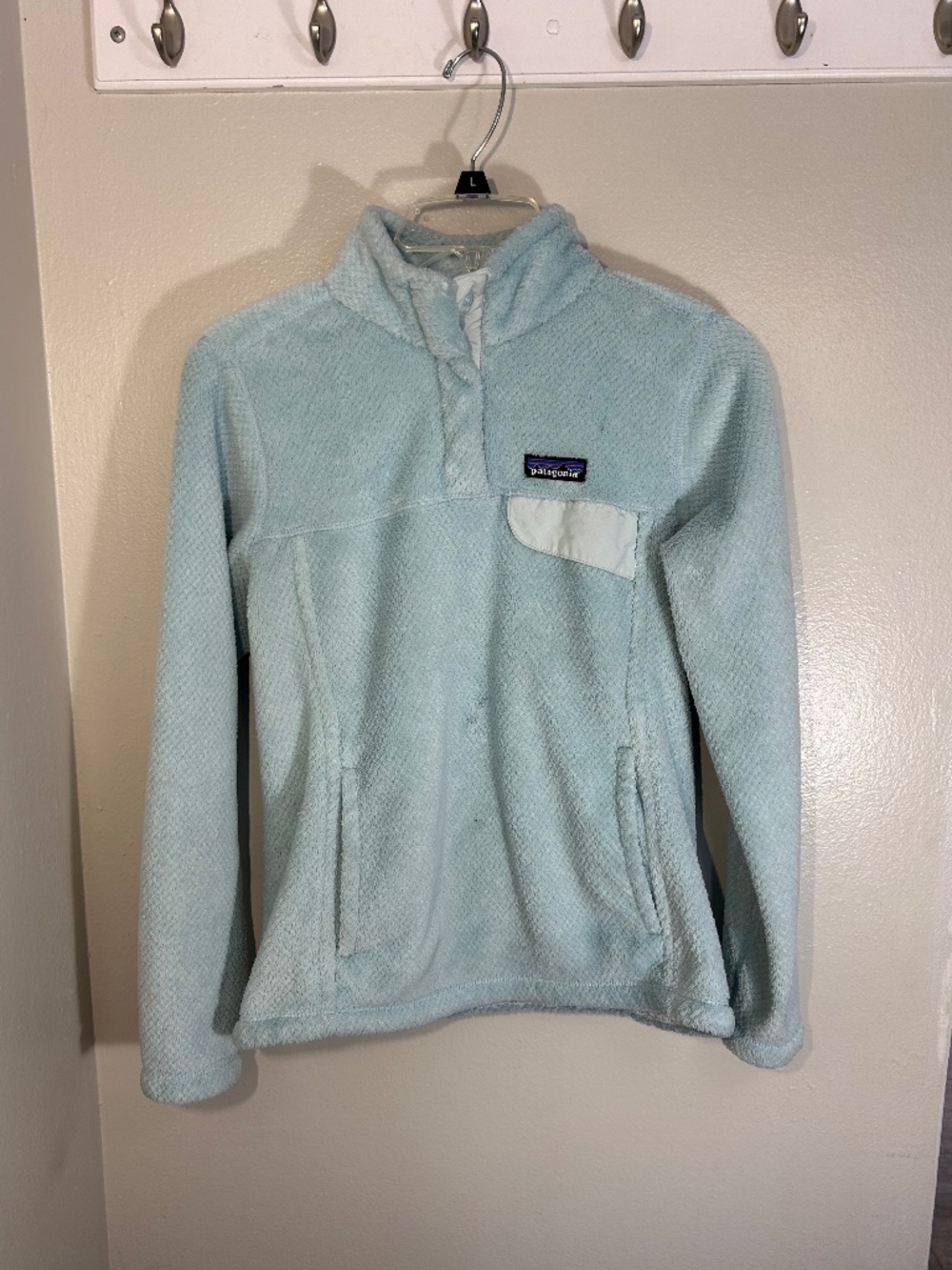 PATAGONIA Polartec ReTool Fleece 1/4 Snap-T Pullover Jacket Blue Womens S 25443